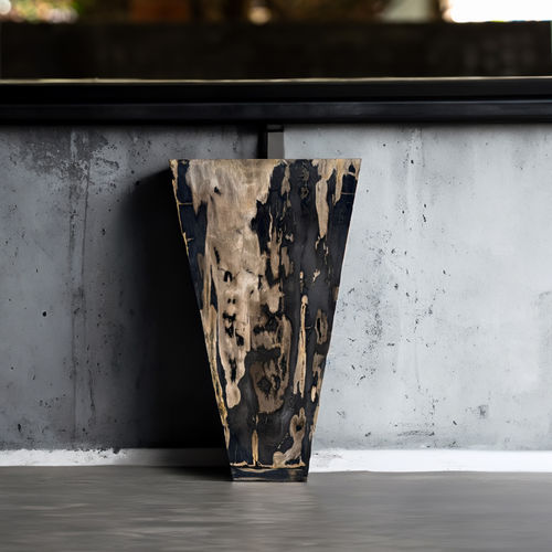 Vasque sur pied - BALI NOIR - ARRELART - en bois fossilisé / fait main / carrée