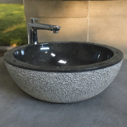 Vasque à poser - LAVPED116 - ARRELART - en marbre / fait main / ronde