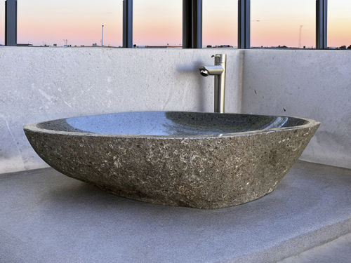 Vasque à poser - BAGAN - ARRELART - en Riverstone® / fait main / ovale