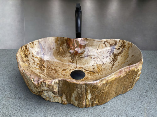 Vasque à poser - BENEVENTO - ARRELART - en bois fossilisé / fait main / organique