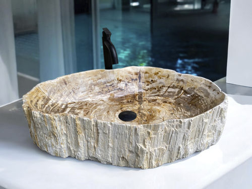 Vasque à poser - MOON - ARRELART - en bois fossilisé / sur mesure / personnalisable
