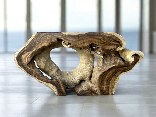 Console design organique - ATHENS - ARRELART - en bois massif / en bois tropical / en bois verni satiné