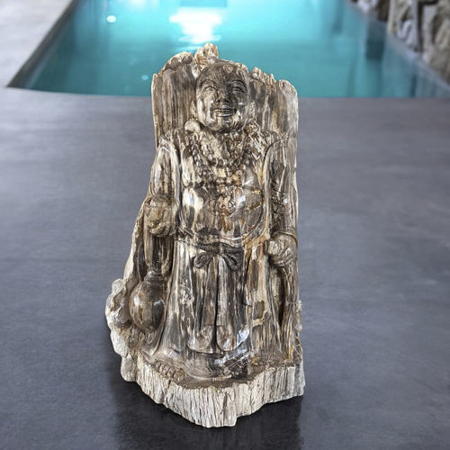 Sculpture en bois fossilisé - BUDDHA - ARRELART - d'extérieur / fait main / de jardin