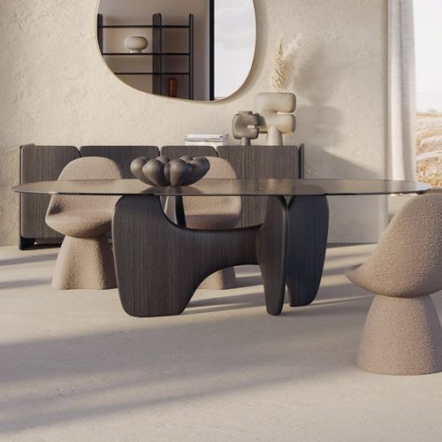 Table contemporaine - Tribe - Nature Design - en chêne / en verre / en céramique