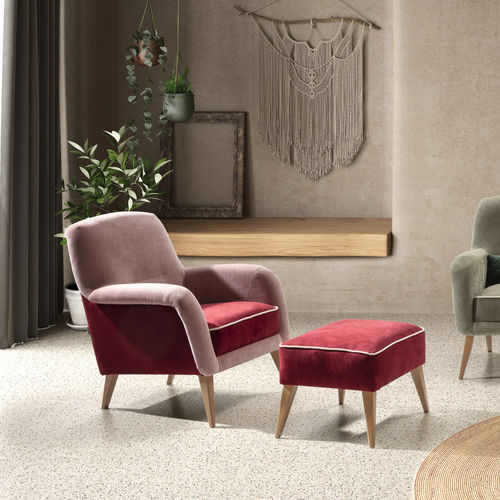 Fauteuil contemporain - SANDY - Raga - en tissu / en hêtre / en acier thermolaqué