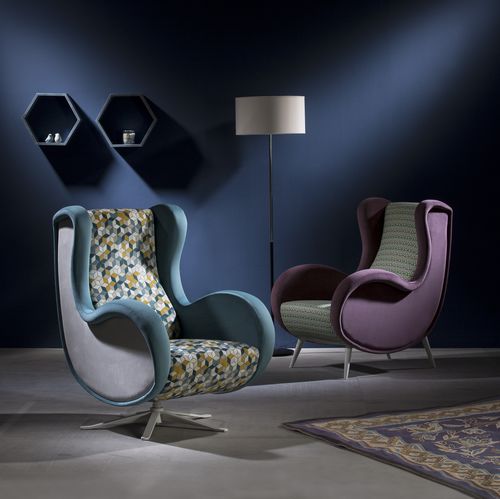 Fauteuil de style scandinave - KIM - Raga - en tissu / en cuir / en bois