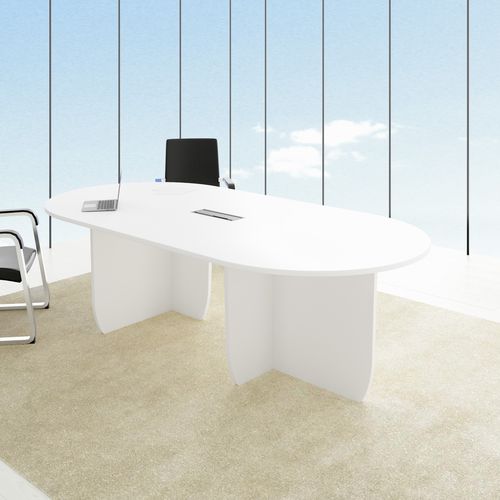 Table de réunion contemporaine - MEETING  - FERCIA - en mélaminé / avec piètement en mélaminé / ovale