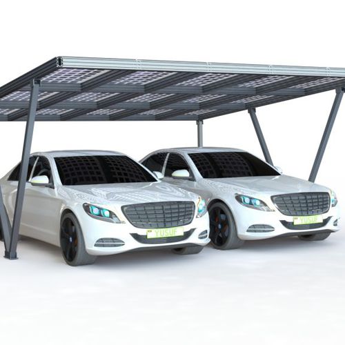 Abri de voiture professionnel - EPORT A SERIES - sunfixings - avec panneau solaire / en métal