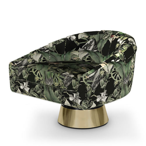 Fauteuil contemporain - BOGARDE NAIF - Rug's Society - en tissu / en laiton poli / pivotant