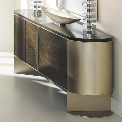 Buffet contemporain - PRIME TIME - CARACOLE - en placage de bois / en métal / avec étagère