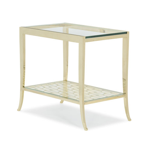 Table d'appoint contemporaine - A PRECISE PATTERN - CARACOLE - en verre trempé / avec piètement en métal / rectangulaire