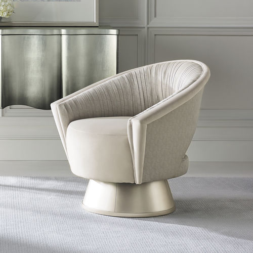 Fauteuil contemporain - A COM-PLEAT TURN AROUND - CARACOLE - en velours / beige / pivotant