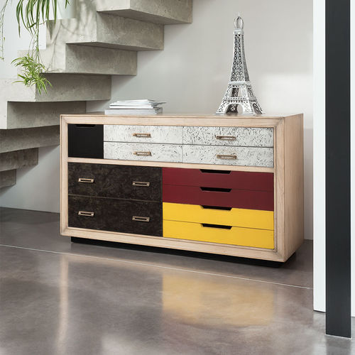 Commode contemporaine - IMPRIMERIE - Michel Ferrand - en bois / avec tiroir / 7 tiroirs