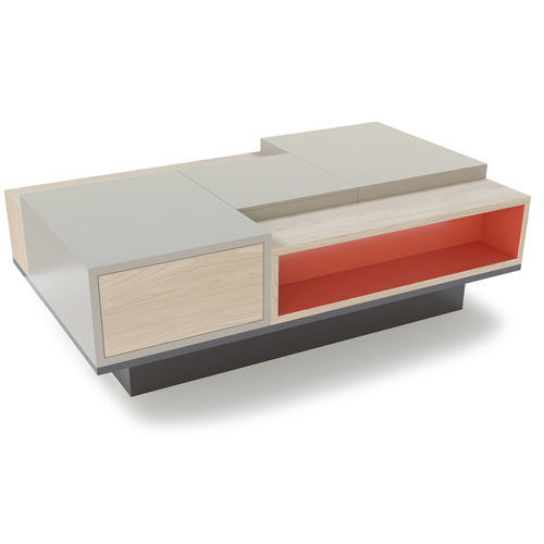 Table basse contemporaine - Quinconces - Michel Ferrand - en bois / avec piètement en bois / rectangulaire