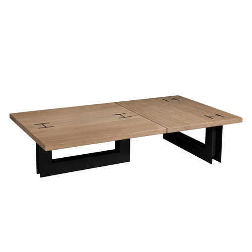 Table basse contemporaine - CONTREMAITRE - Michel Ferrand - en bois / avec piètement en métal / rectangulaire