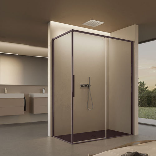 Cabine de douche en verre - BRAVE - Disenia - avec porte pivotante / en niche / professionnelle