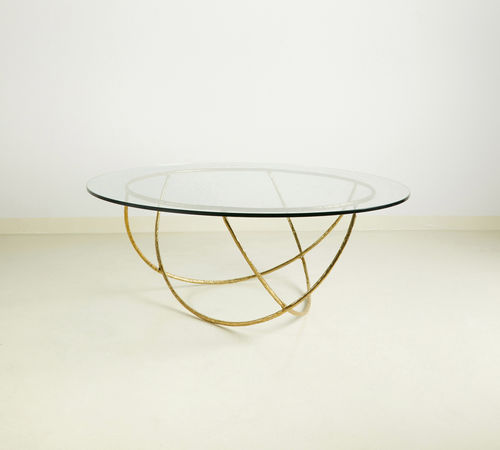 Table basse contemporaine - BIG BASKET - MASAYA - en verre / avec piètement en laiton / ronde