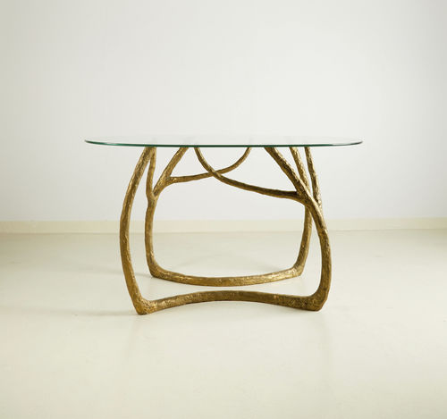 Console contemporaine - BOUGH - MASAYA - en verre / avec piètement en laiton / ovale