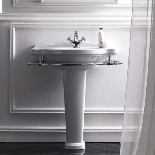 Vasque sur pied - VOLDA - Albion Bath Co - en porcelaine / avec plan intégré / avec porte-serviettes intégré