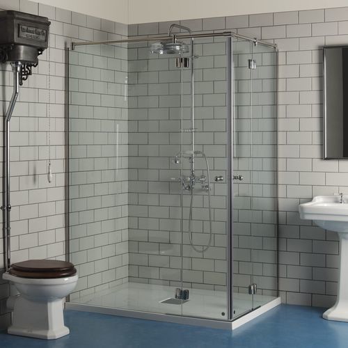 Cabine de douche en verre trempé - Albion Bath Co - avec porte battante / d'angle / en verre fumé