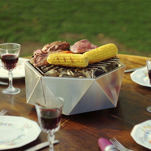 Brasero de jardin à bois - CURONIAN - CURONIAN - à charbon / en inox / avec barbecue