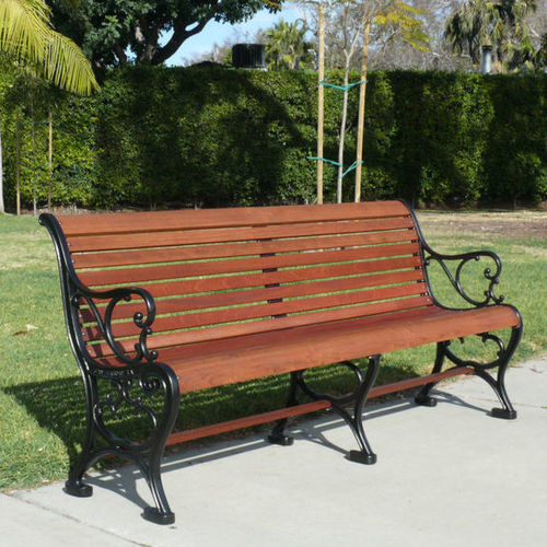 Banc public classique - 1890  - CANTERBURY DESIGNS - en bois de feuillus / en métal / avec dossier