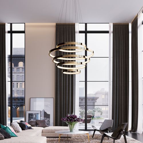 Lustre contemporain - AURA TASO - cameron designhouse - en métal brossé / en métal poli / professionnel
