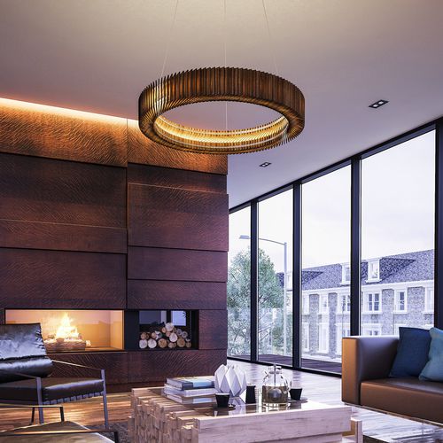 Lustre contemporain - KOTKA - cameron designhouse - en chêne / à LED / fait main