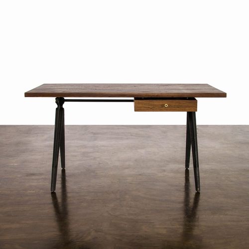 Bureau design industriel - COMPASS  - District 8 - en chêne / en fonte