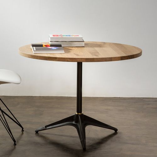 Table bistrot contemporaine - COMPASS  - District 8 - en acier / en chêne / ronde