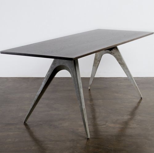 Table à manger contemporaine - KAHN HIGH - District 8 - en métal / en béton / rectangulaire