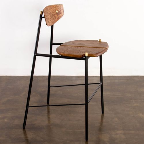 Chaise de bar contemporaine - KINK  - District 8 - d'intérieur / en tissu / en chêne