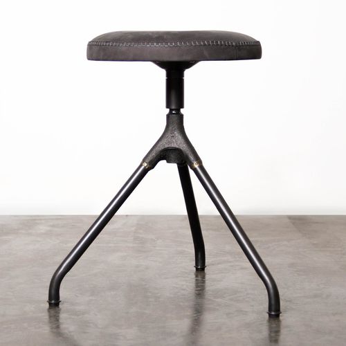 Tabouret contemporain - AKRON  - District 8 - avec piètement en acier / avec piètement en fonte / tapissé