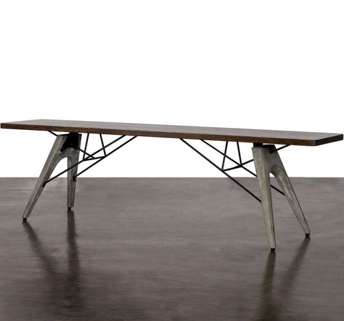 Banc contemporain - KAHN  - District 8 - en chêne / en métal / en béton armé
