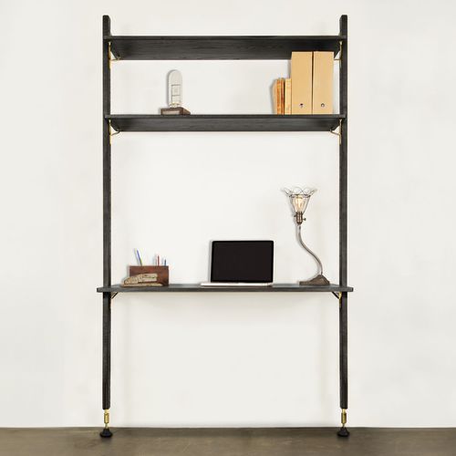 Bureau contemporain - THEO  - District 8 - en chêne / en acier / avec étagère