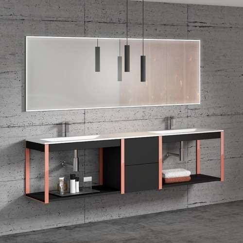 Meuble vasque double - LOFT - Decosan - mural / en acier laqué / contemporain