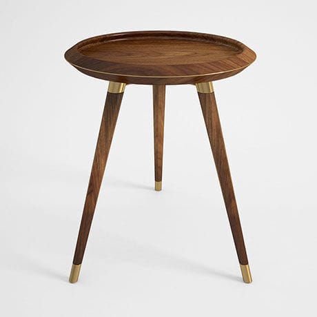 Table d'appoint contemporaine - Deil - Muranti - en noyer américain / avec piètement en laiton poli / avec piètement en bois