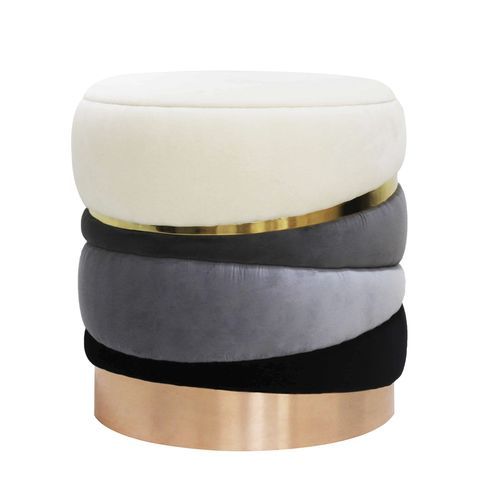 Tabouret contemporain - Obsidian - Muranti - en velours / en coton / avec piètement en laiton poli
