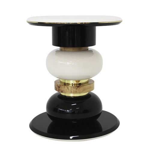 Table d'appoint contemporaine - Hematite - Muranti - en pierre / avec piètement en laiton poli / avec piètement en bois laqué
