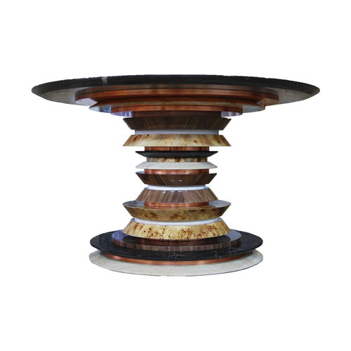 Table contemporaine - Agate - Muranti - en marbre / avec piètement en cuivre / avec piètement en noyer américain