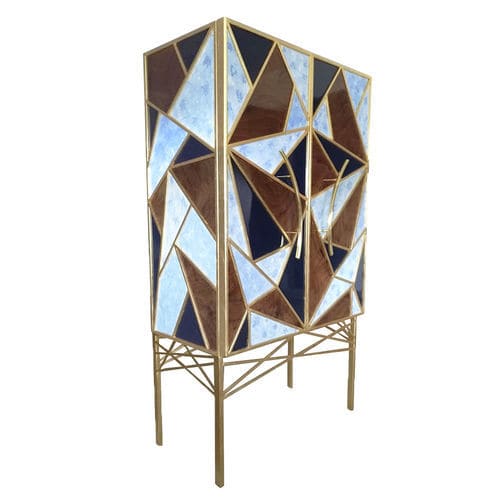 Buffet sur pieds hauts - Csarite - Muranti - contemporain / en noyer américain / en laiton poli