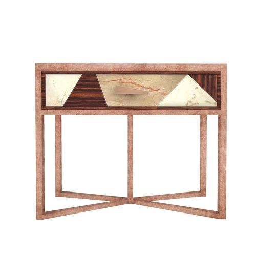 Table de chevet contemporaine - Diaspore - Muranti - en bois / en marbre / avec piètement en bois vernis