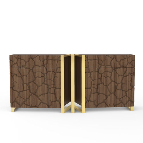 Buffet contemporain - Kozmus - Muranti - en noyer américain / en laiton poli / sur mesure