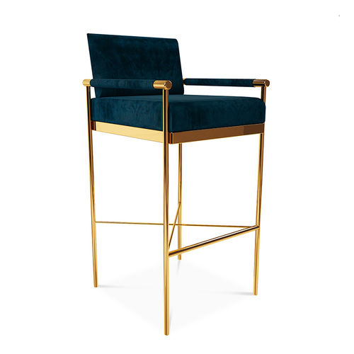 Chaise de bar contemporaine - MERYL - By Swans - d'intérieur / en velours / en laiton poli