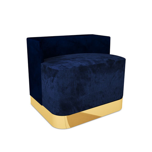 Tabouret contemporain - GEOFFREY - By Swans - en velours / avec piètement en laiton poli / tapissé