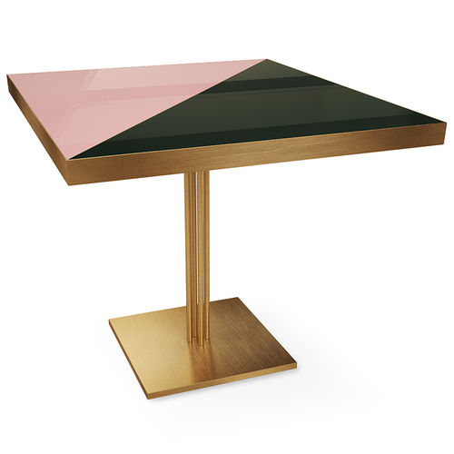 Table à manger contemporaine - COLIBRI - By Swans - en bois laqué / en laiton brossé / carrée
