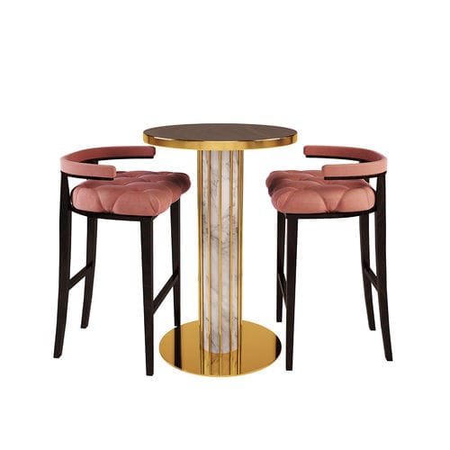 Table mange-debout contemporaine - DANDELION - By Swans - en placage de bois / en noyer / en laiton poli