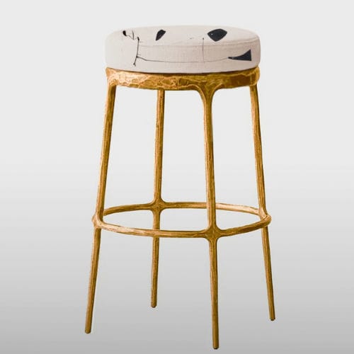 Tabouret contemporain - IPANEMA II - MAPSWONDERS - en tissu / avec piètement en laiton / tapissé