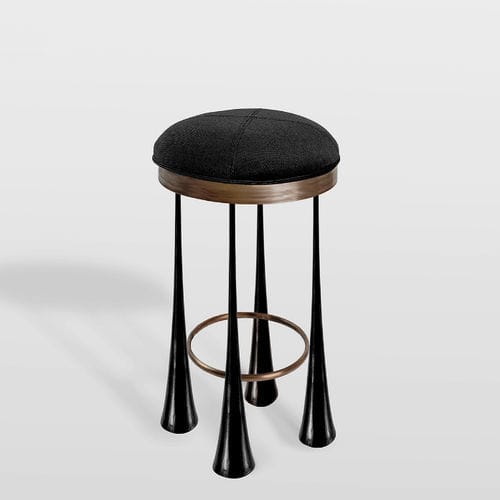 Tabouret de bar design original - VASTO  - MAPSWONDERS - en tissu / avec piètement en laiton / 4 pieds