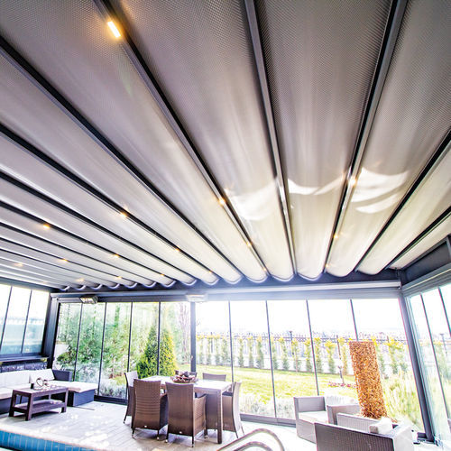 Pergola autoportée - RUBY PLUS - BYART GROUP - adossée / en aluminium / couverture coulissante